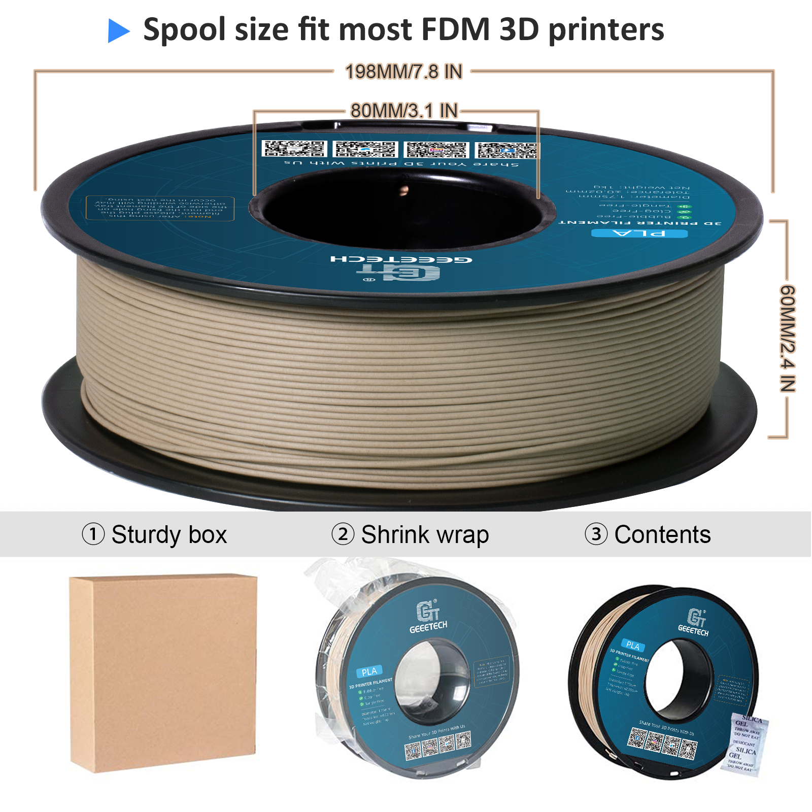 3D Printing Warehouse - Geeetech Wood PLA 1kg 1.75mm Filament