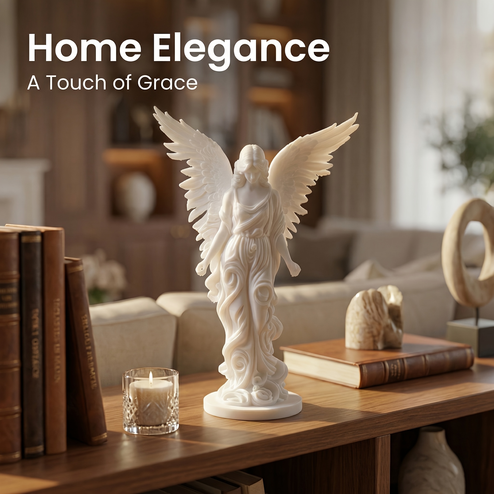 3D Printing Mockup - 2-Piece Set of White Angel Statues,