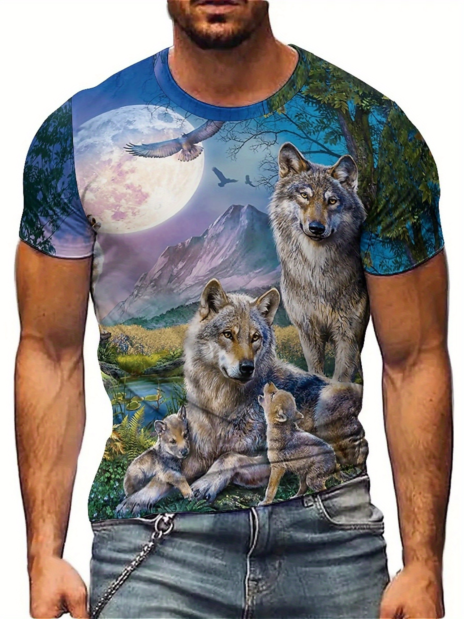 3D Wolf Pack Print T-Shirt - S - 3D Printing Design avis et prix
