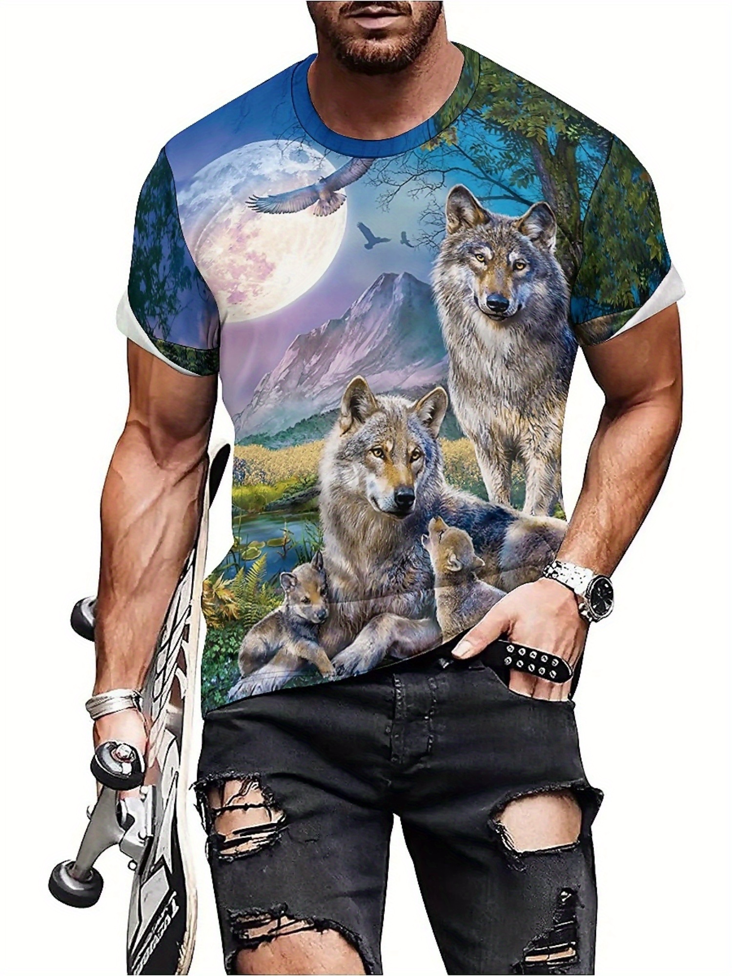 3D Wolf Pack Print T-Shirt - S - 3D Printing Design avis et prix