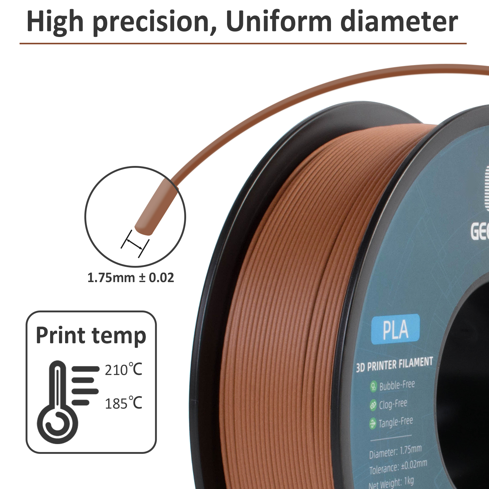 Geeetech Wood PLA 1kg 1.75mm F - 3D Printing Warehouse avis et prix