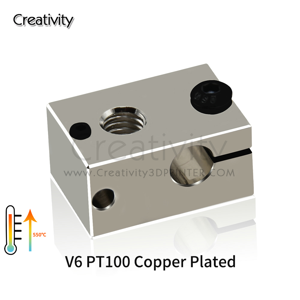 V6 PT100 Heater Block Plated C - 3D Printing Titanium avis et prix