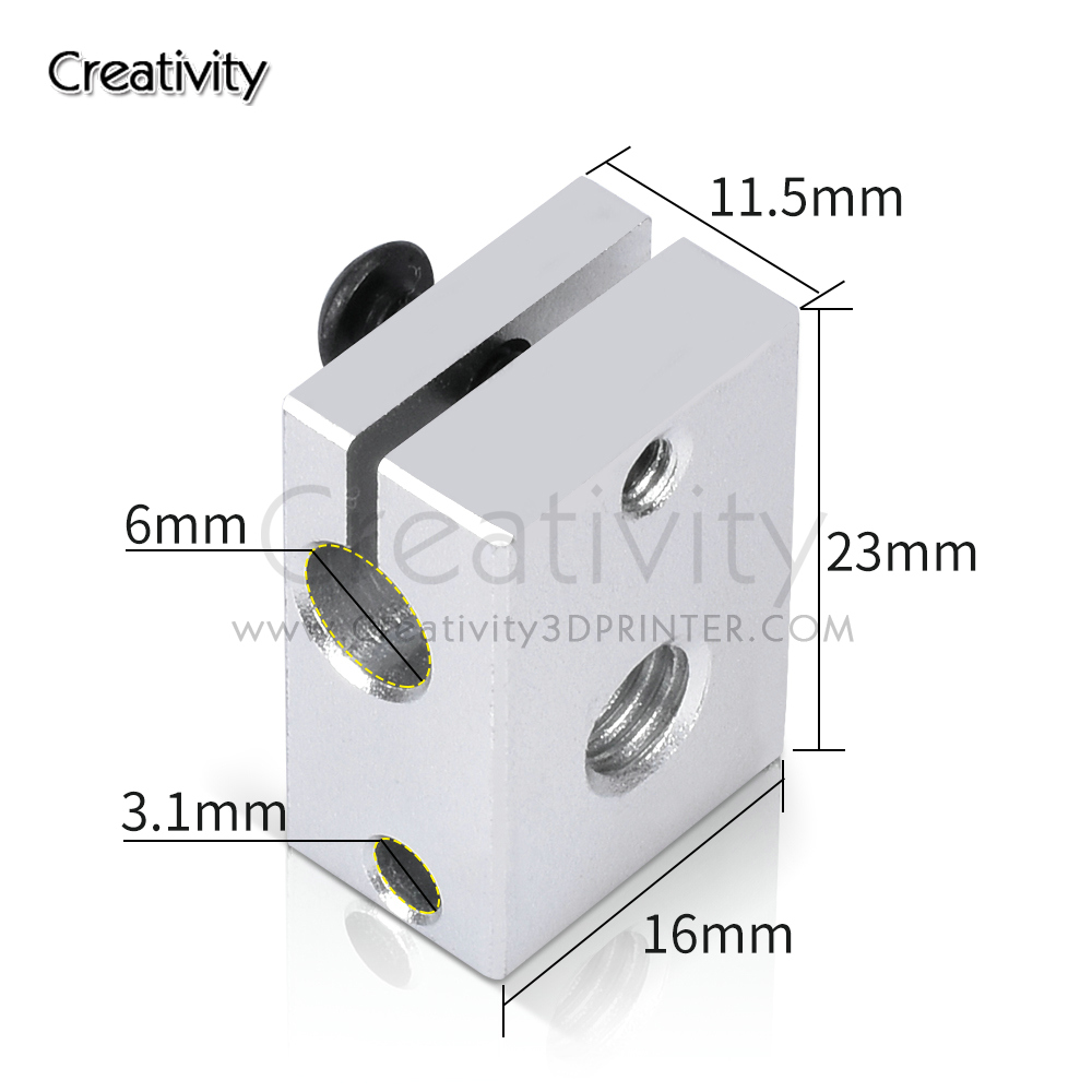 V6 PT100 Heater Block Plated C - 3D Printing Titanium avis et prix