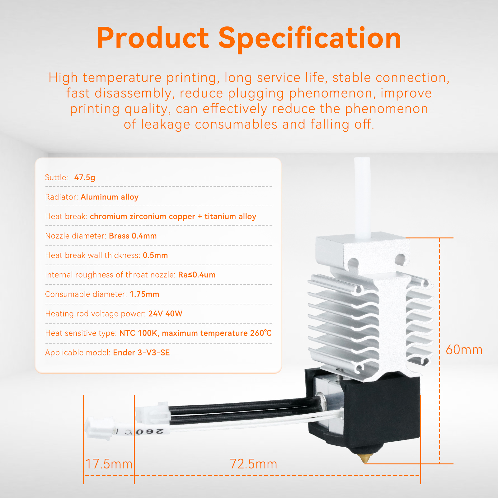 Hotend Kit For Ender 3 V3 SE T - 3D Printing Titanium avis et prix