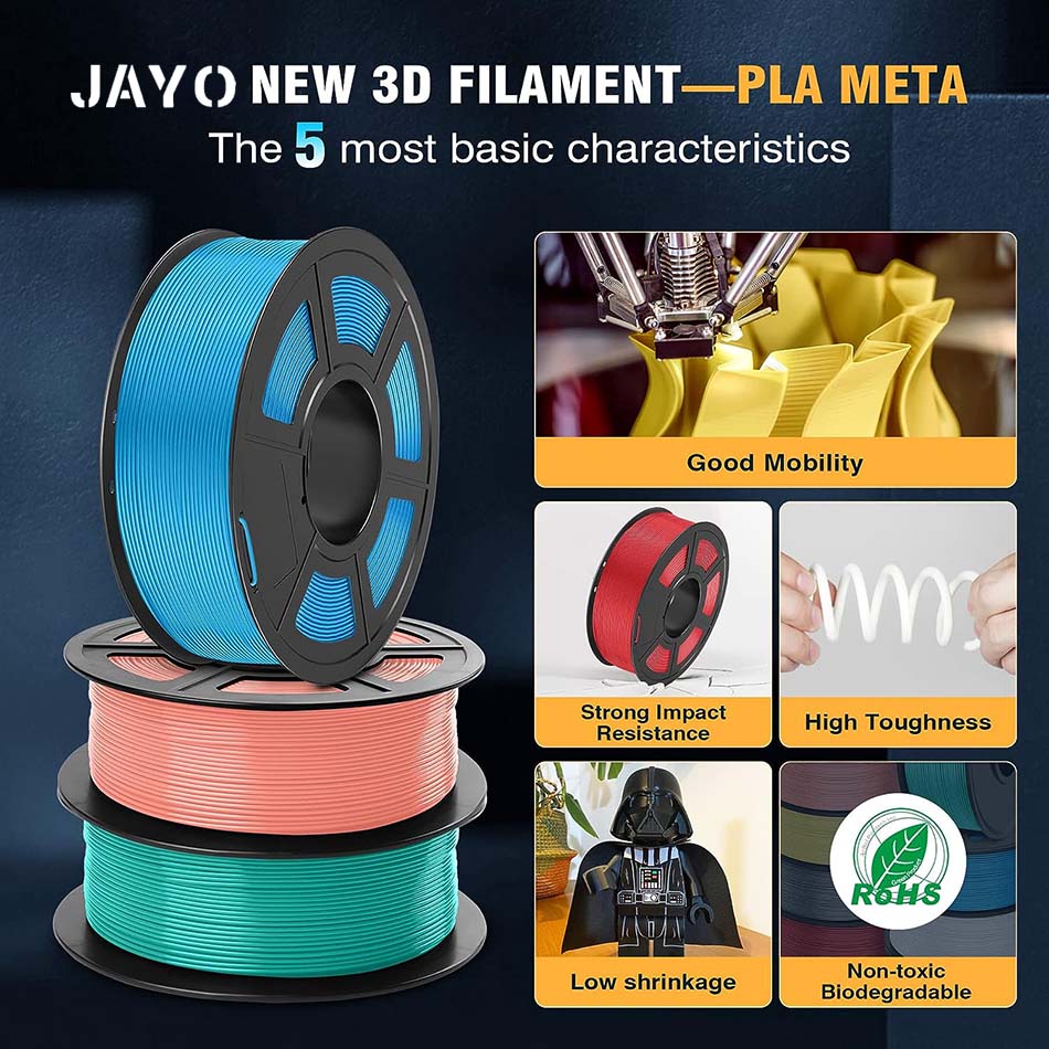 JAYO PLA Filament 1.75MM 5 Rol - 3D Printing Fdm avis et prix
