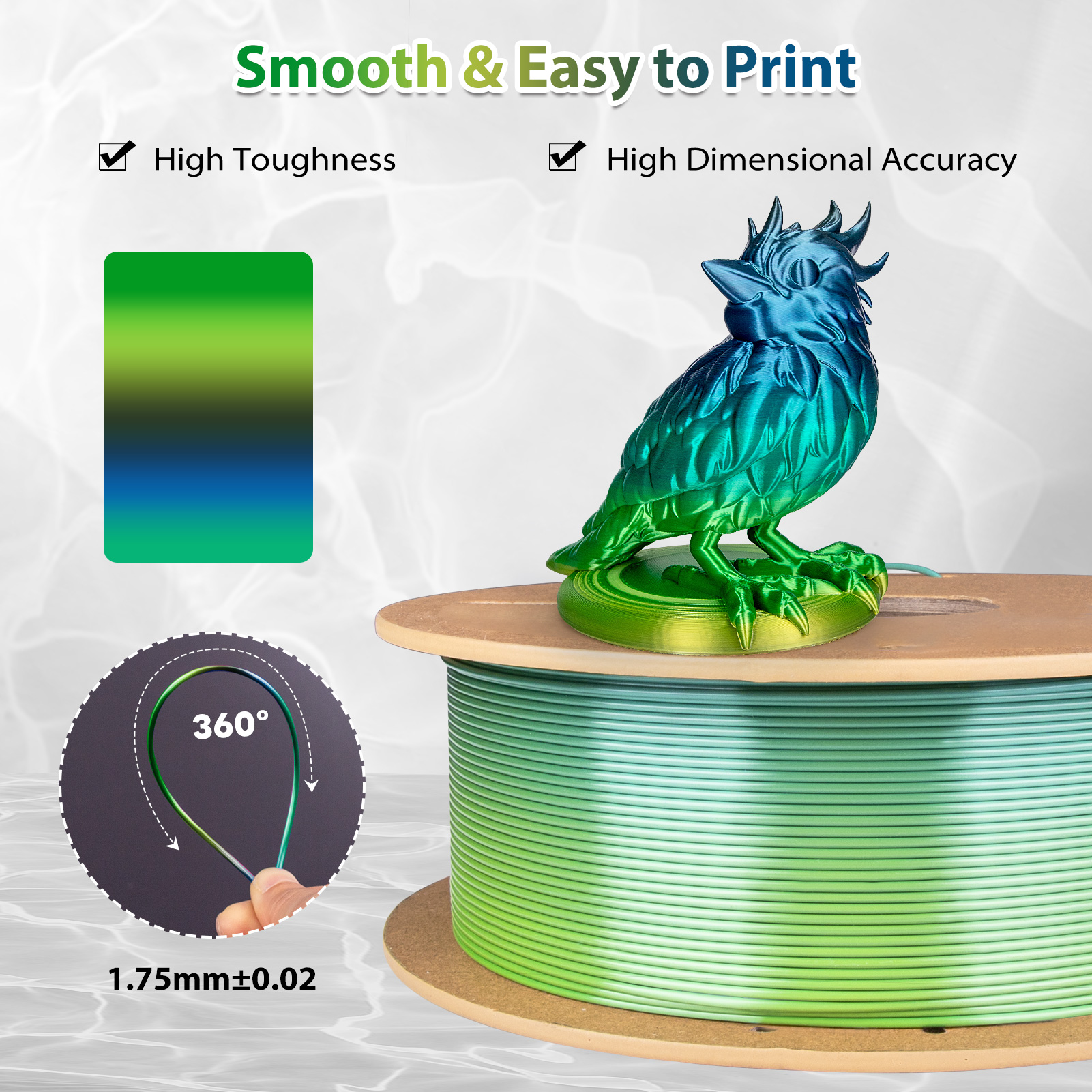 Silk Rainbow PLA Filament 1.75 - 3D Printing Fdm avis et prix