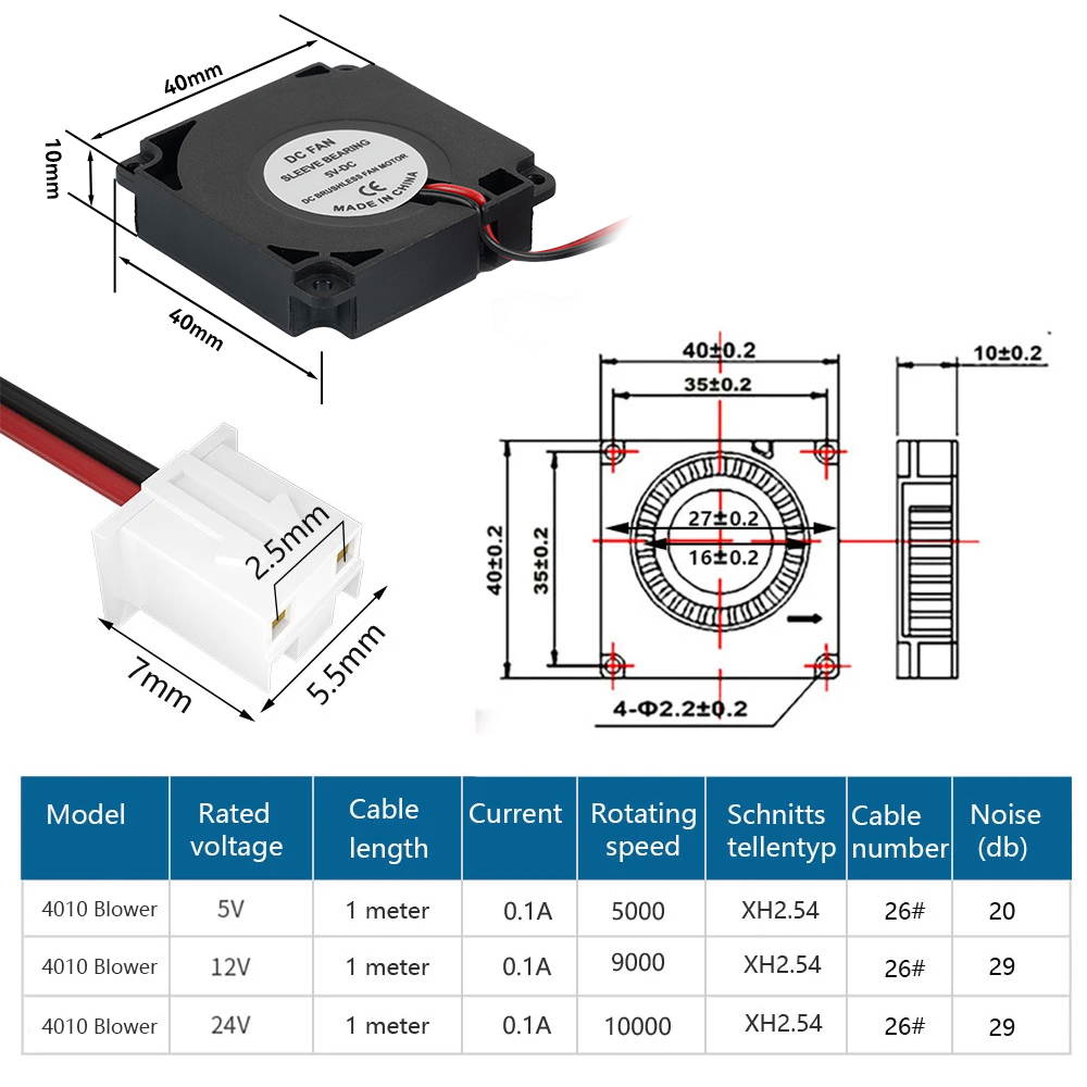 4010 DC Turbo Blower Fan 5V/12 - 3D Printer Hotend Kit avis et prix