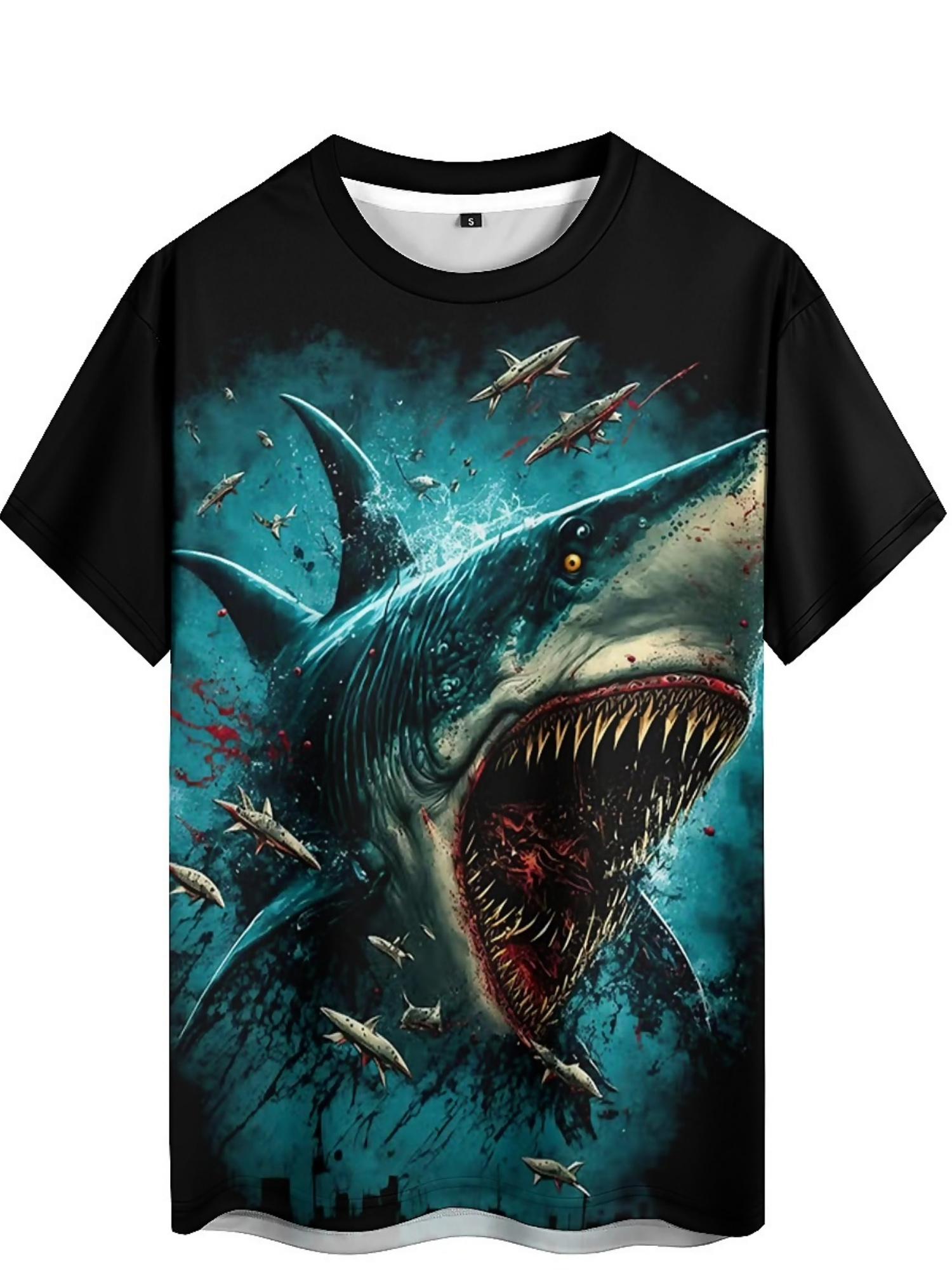 Men's 3D Shark Print T-Shirt - - 3D Printing Design avis et prix