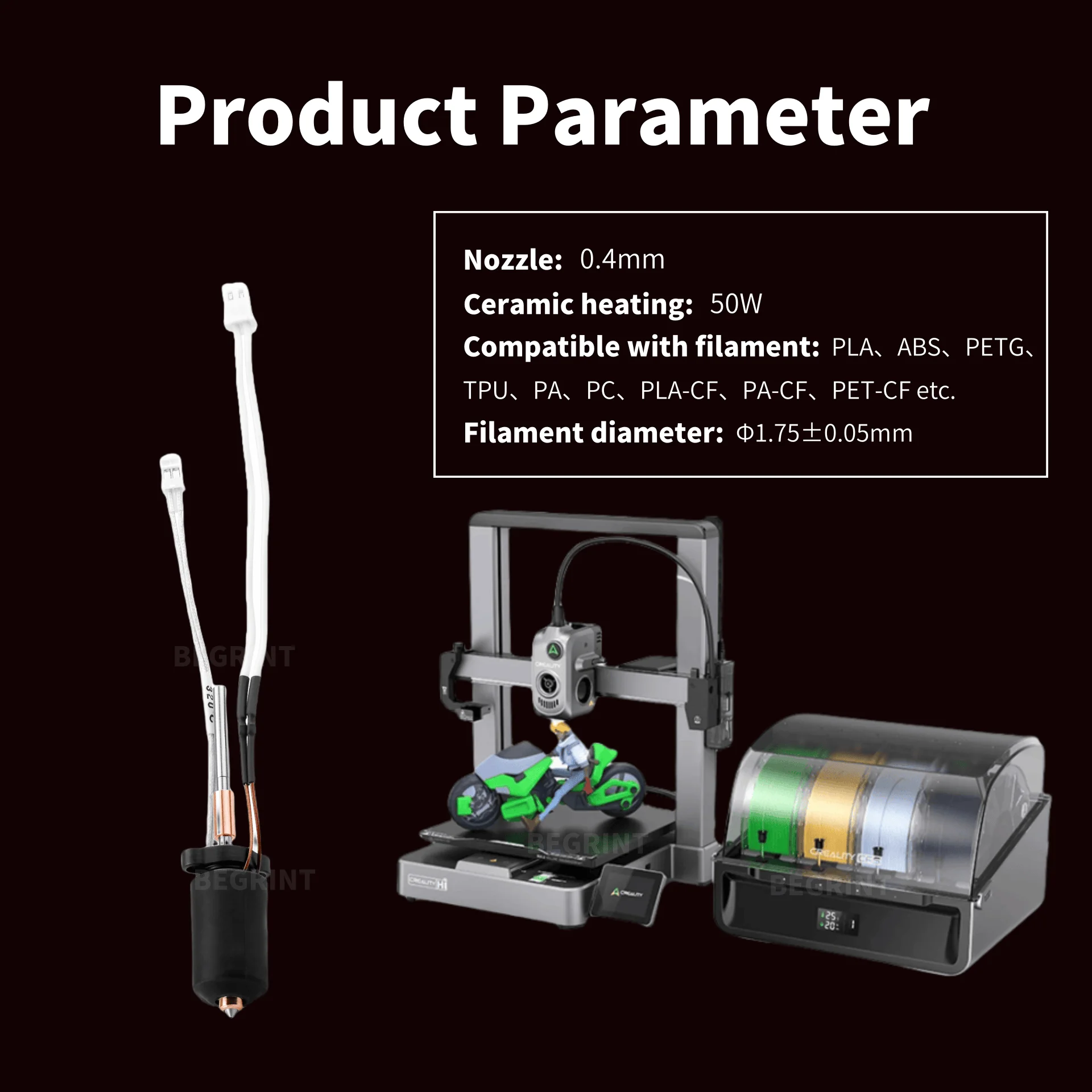 High Temp Ceramic Heater Hoten - 3D Printer Hotend Kit avis et prix