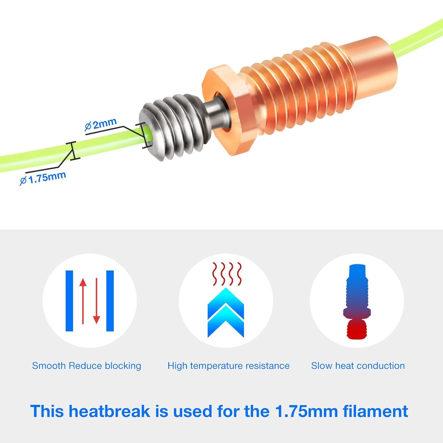 2PCS E3D V6 Hotend Heatbreak A - 3D Printing Titanium avis et prix